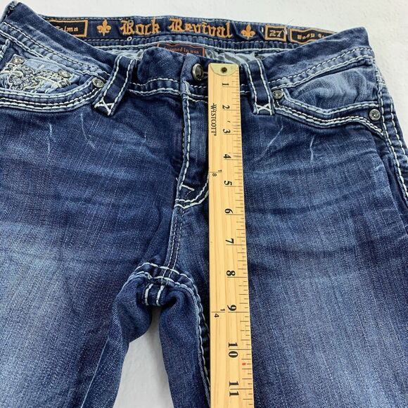$174 Rock Revival Telma Easy Skinny Leg Jeans 27 Womens Medium Blue Wash Denim - Picture 7 of 8